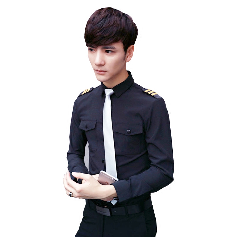 飞行员空少制服发型师酒吧走秀演出ktv工作服修身衬衫