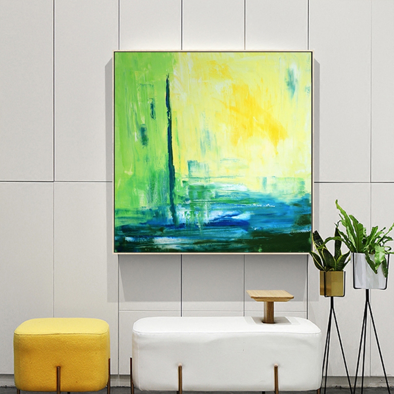 现代餐厅装饰画客厅玄关抽象油画手绘正方形饭厅油画