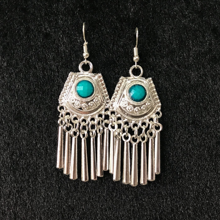 耳环民族风苗族长款复古流苏银耳侗族少数民族舞台民族服装