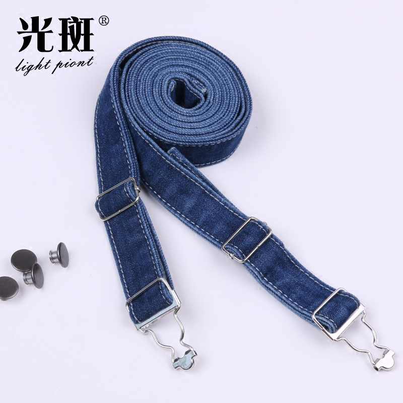 牛仔背带裤带子水洗牛仔裤背带无弹力布背带条平行不交叉