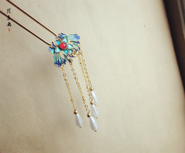 醉花古装手工发饰金色流苏步摇发簪汉唐风旗头发饰