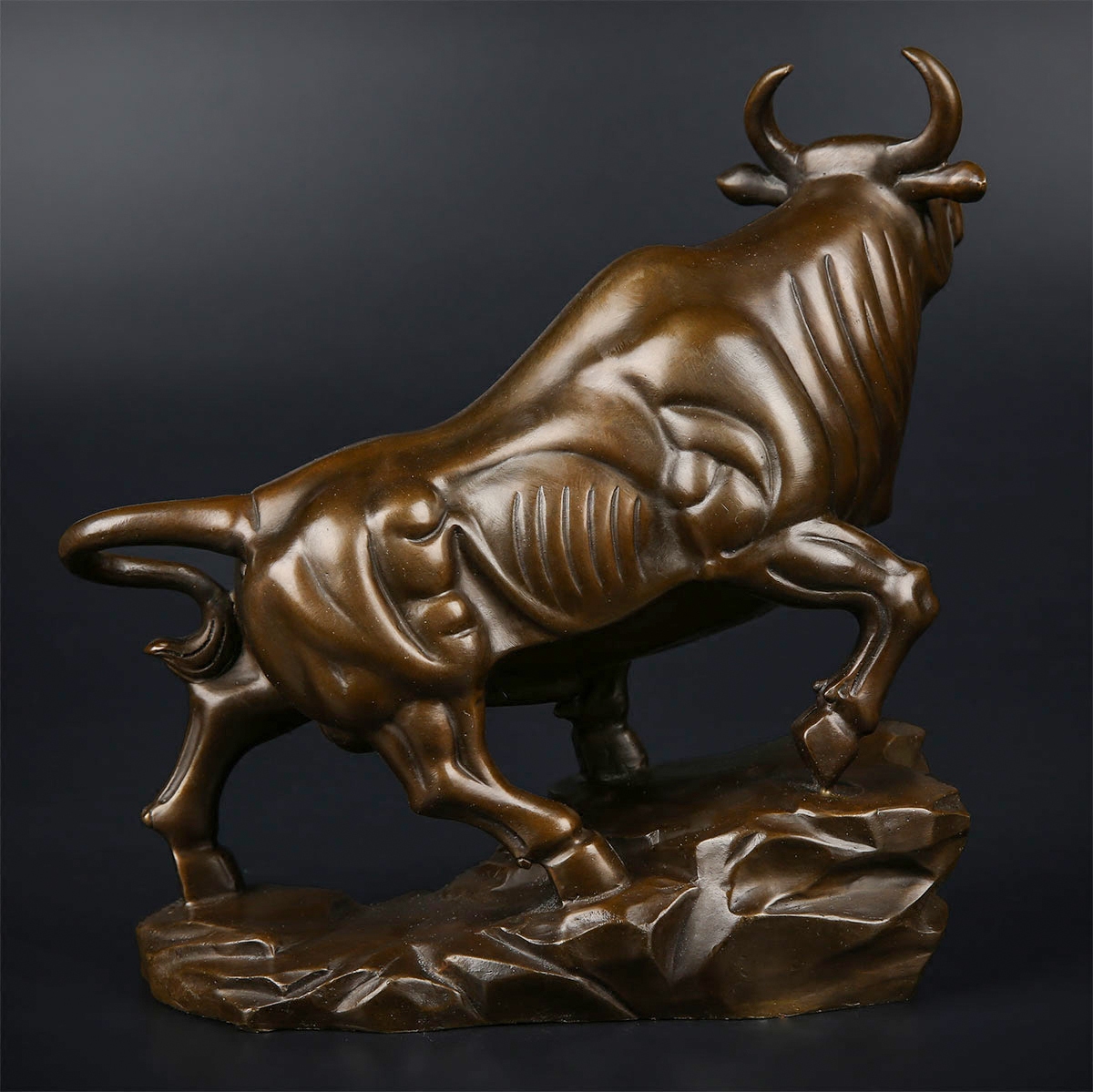 匠泽铜魂纯铜牛气冲天旺市铜牛摆件风水工艺品摆件