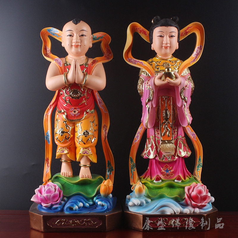 善财童子龙女金童玉女佛像善男信女树脂敦煌中式桌面摆件