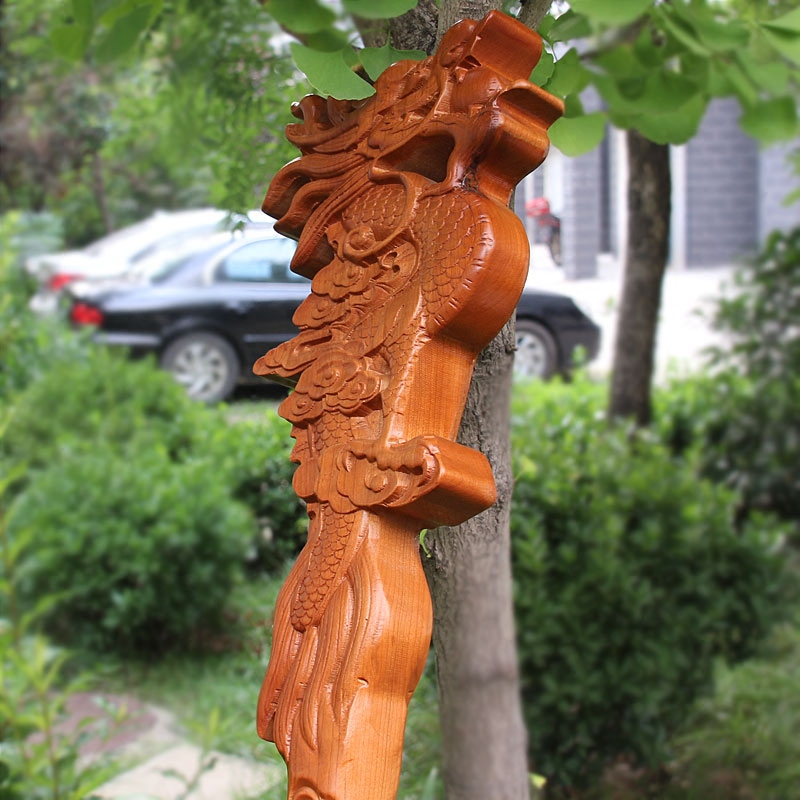 天然桃木龙头拐杖龙仗龙头手杖权杖寺庙戏曲用品祝寿礼品