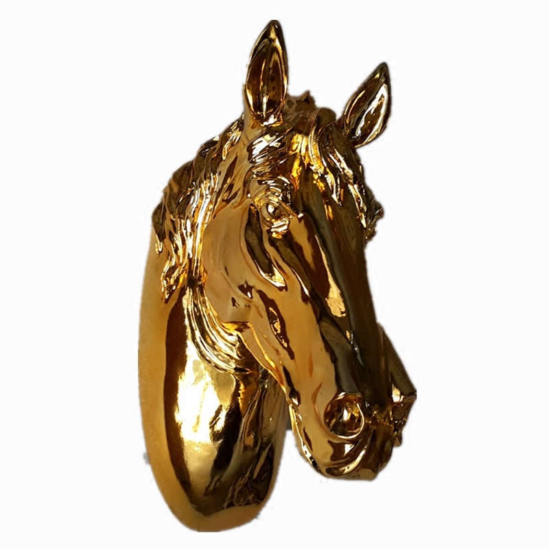 电镀金色马头动物壁挂壁饰挂件客厅酒吧会所壁饰