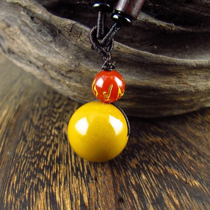 玛瑙相石缘1820mm阿拉善黄玛瑙单珠吊坠男女项链战国项坠