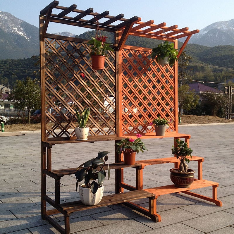花架阳台户外防腐实木木质多层置物花盆架子花架