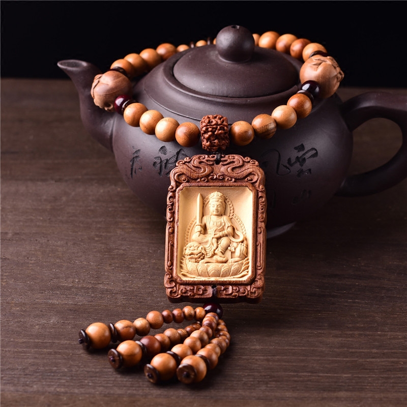 汽车开光桃木挂件保平平安生肖属兔本命佛文车挂