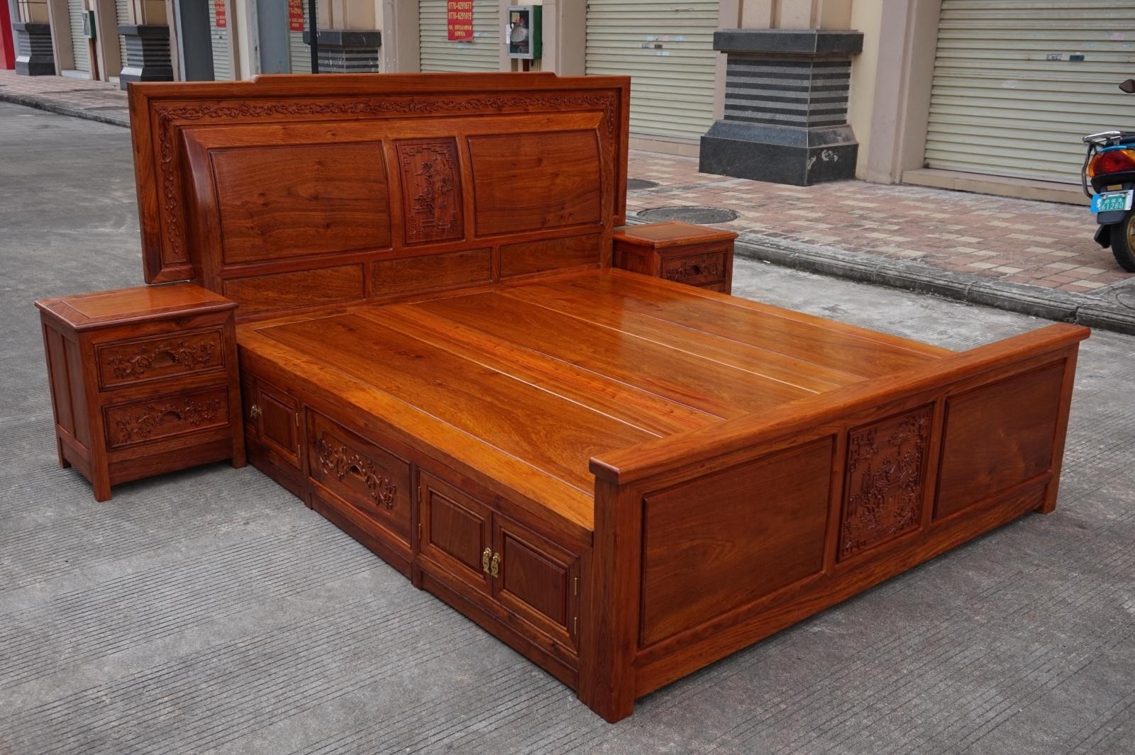 花梨缅甸红木木床大果紫檀古典雕花独板卯榫实木床