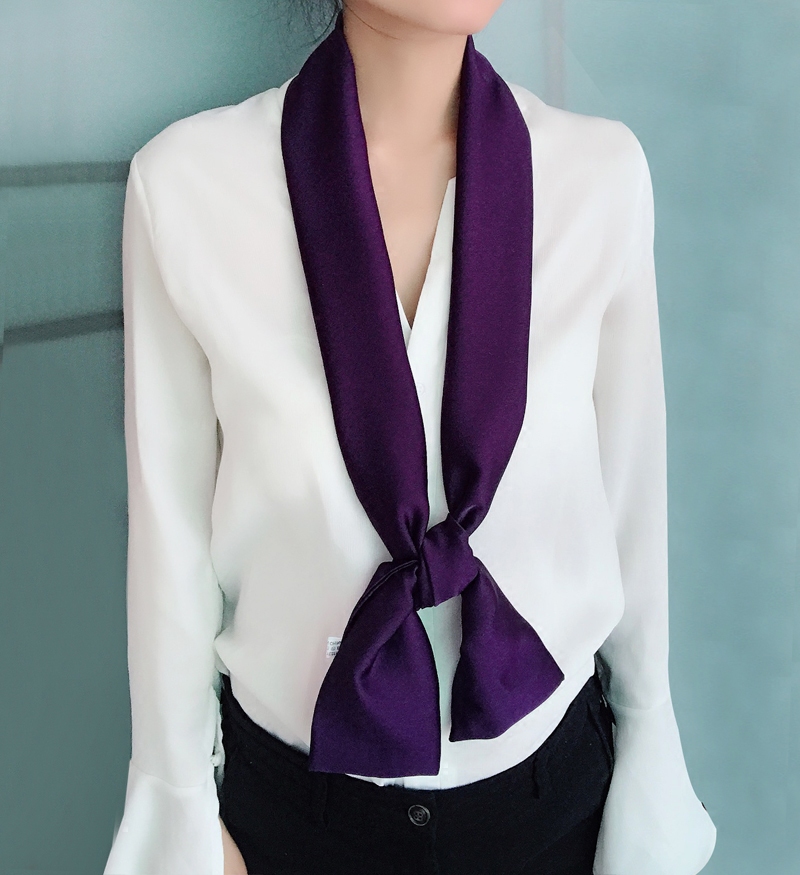 春夏纯色长条细窄领巾红色西装领结女士职业围巾