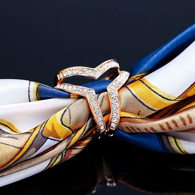 韩版百搭大小胸花三环丝巾扣高档围巾水晶披肩简约丝巾饰品胸针