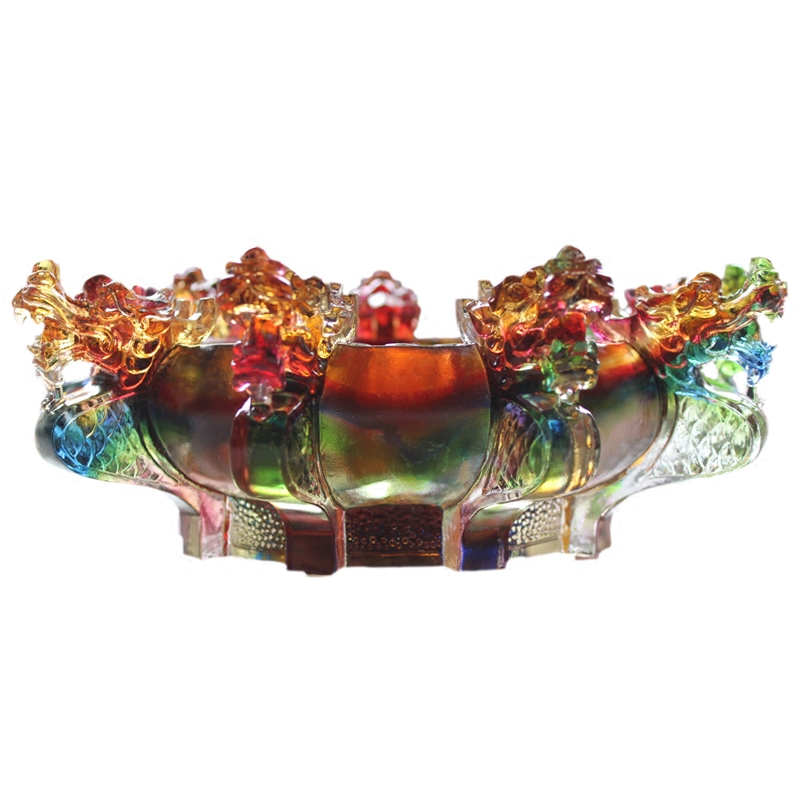 九龙聚财盘古法琉璃聚宝盆龙招财风水工艺品商务会议店铺开业礼品