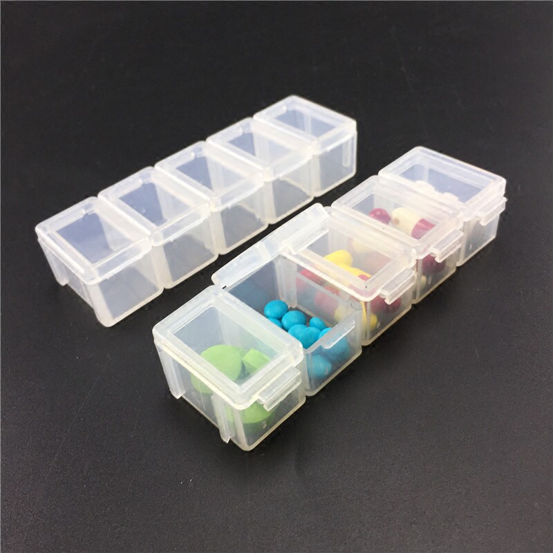 拉美拉 十格组装药盒可拆合五格药盒2条透明老人疗养药丸分装盒子