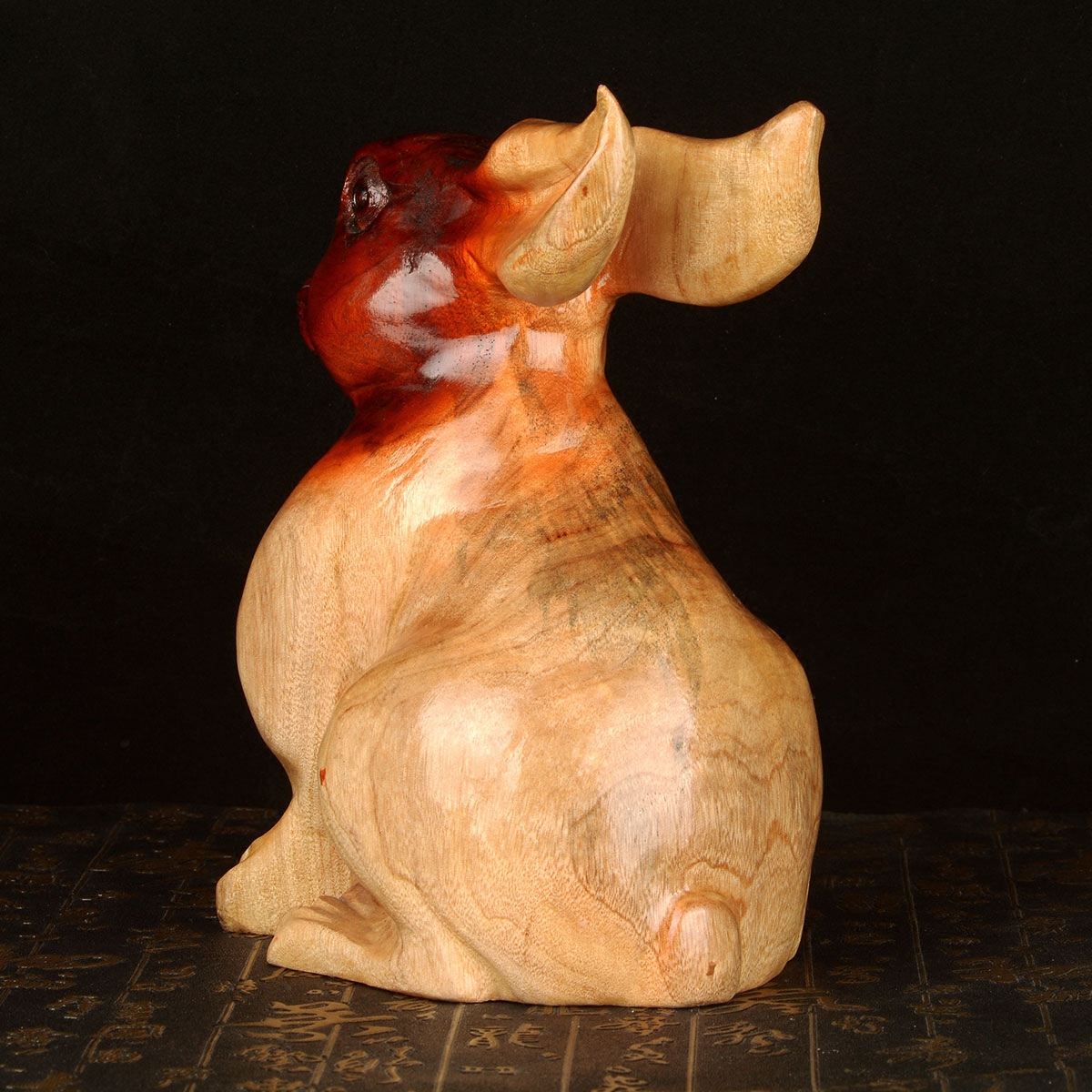 摆件风水阁生肖桃木兔子木质动物属兔木雕风水摆件