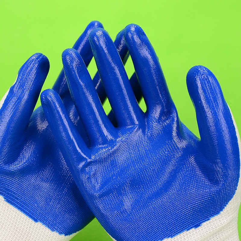 手套真诚蓝色丁晴浸胶防滑防护劳保劳务用品防护手套