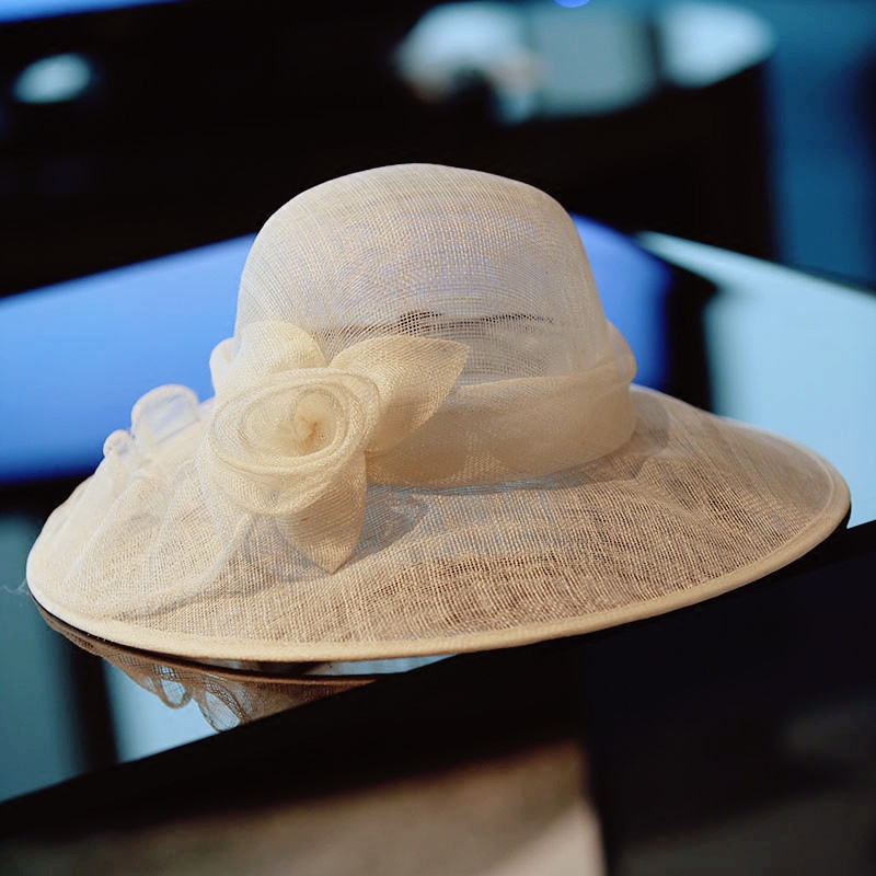 帽子蔓延立体花朵麻纱女士宫廷优雅百搭春夏帽子