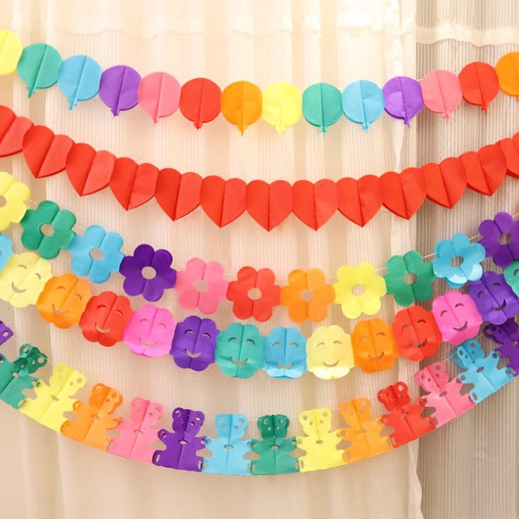 拉花布置七彩彩纸房间幼儿园开学生日派对儿童拉花