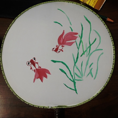 宫廷圆形扇子幼儿园手工创意美术绘画扇儿童diy材料空白扇面团扇