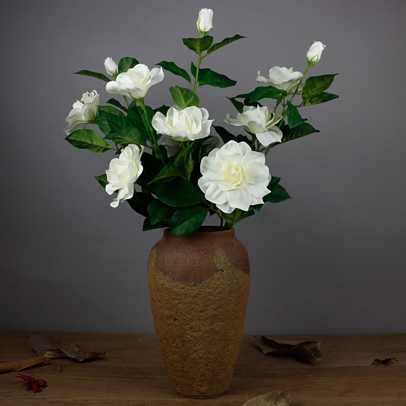猫先生栀子花仿真桌面摆放装饰插花中式单支客厅仿真花