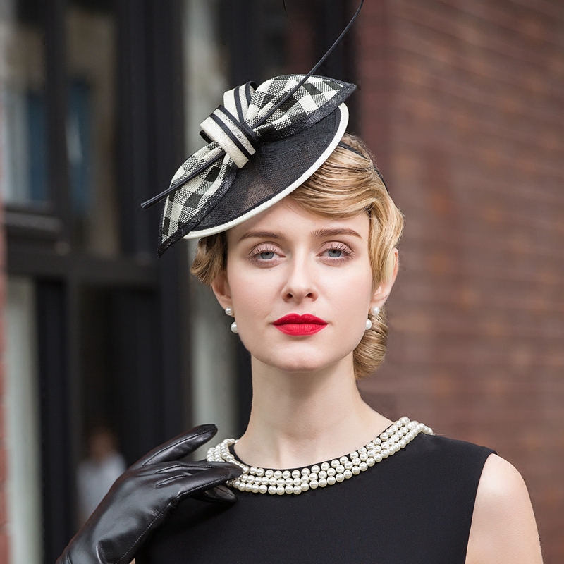 ee春夏优雅百搭麻纱小礼帽时尚欧美贵族宴会帽子