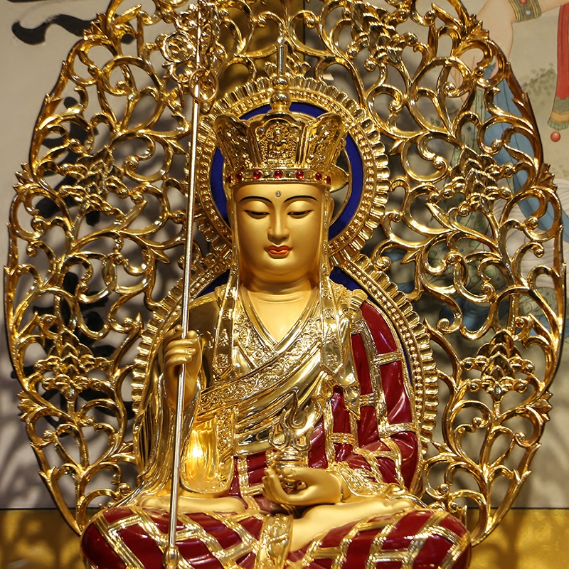 圆通佛观菩萨王菩萨地藏音像释迦牟尼佛具铜鎏供奉摆件