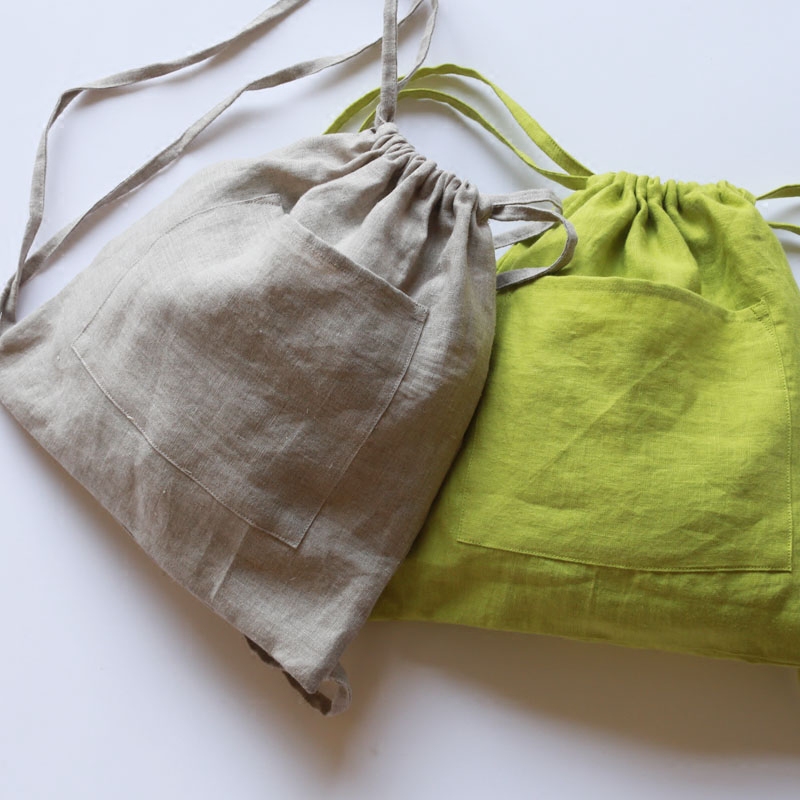 儿童法国麻布布包亚麻书包早教便携背包折叠包包