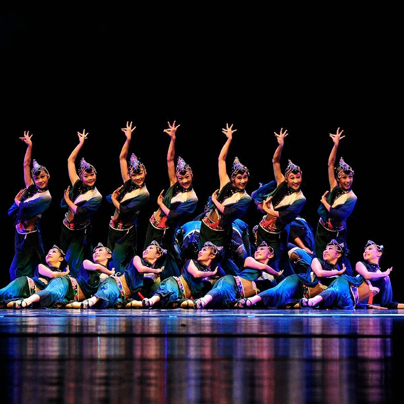 舞蹈喳喳蓝色桃李儿童民族民族舞古典秧歌喜鹊儿童演出服