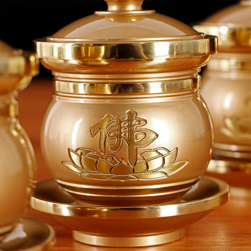 水杯佛前供水供佛纯铜莲花圣水观音财神招财摆件