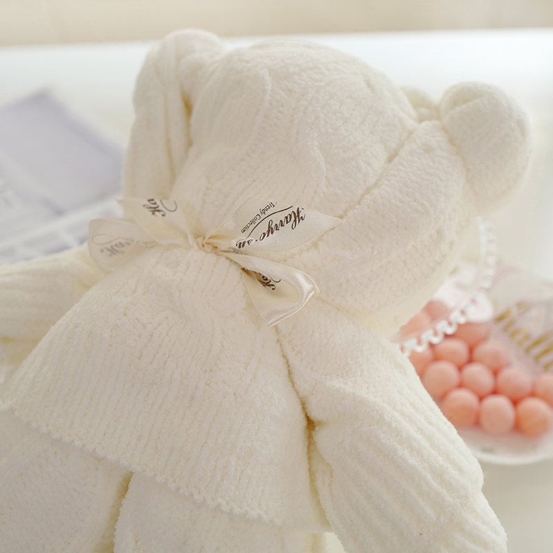 新品柔软触感雪尼尔保暖午休小盖毯创意小熊造型软绵绵毯子