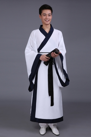 水晶伊人十七坊服饰旗舰店:十七坊 古装汉服直裾深衣 男侠客服装 书生