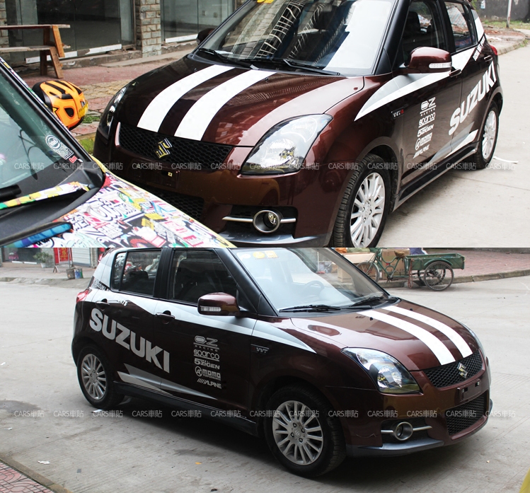 铃木雨燕车贴骊威奥拓天语sx4车身腰线拉花汽车装饰贴