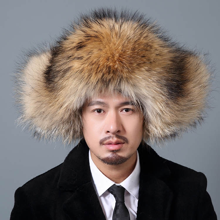 秋冬男士皮草帽子貉子毛整皮雷锋帽护耳保暖裘皮帽子冬狐狸毛帽子