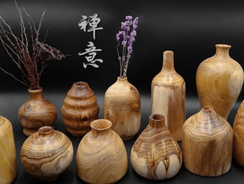 手工木头花器原木木工艺干花花插摆件实木简约花瓶