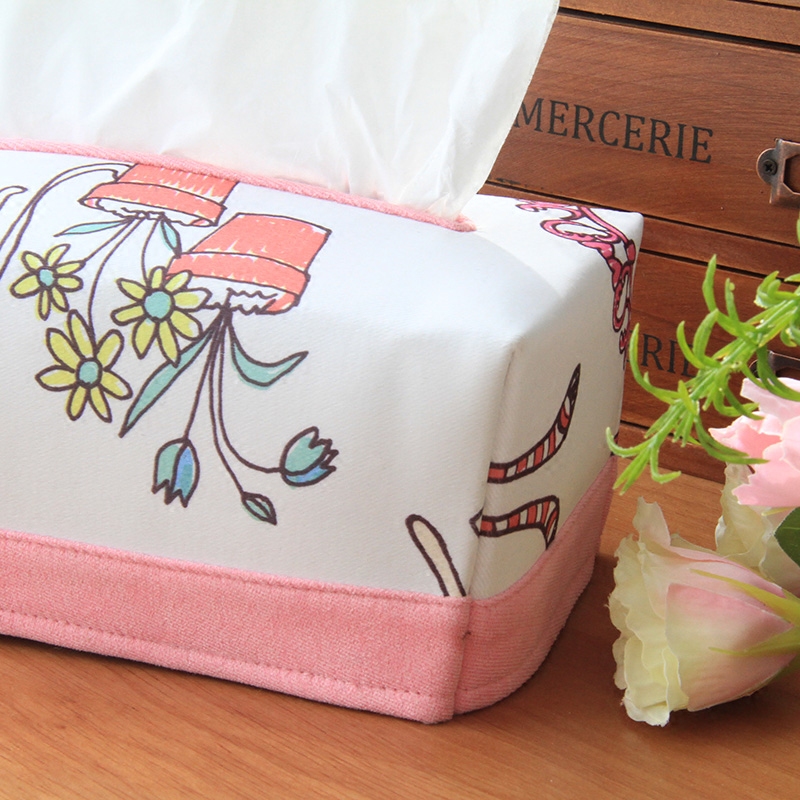 原创甜美粉色公主风卡通可爱纸巾盒布艺超萌卧室抽纸盒车用抽纸套