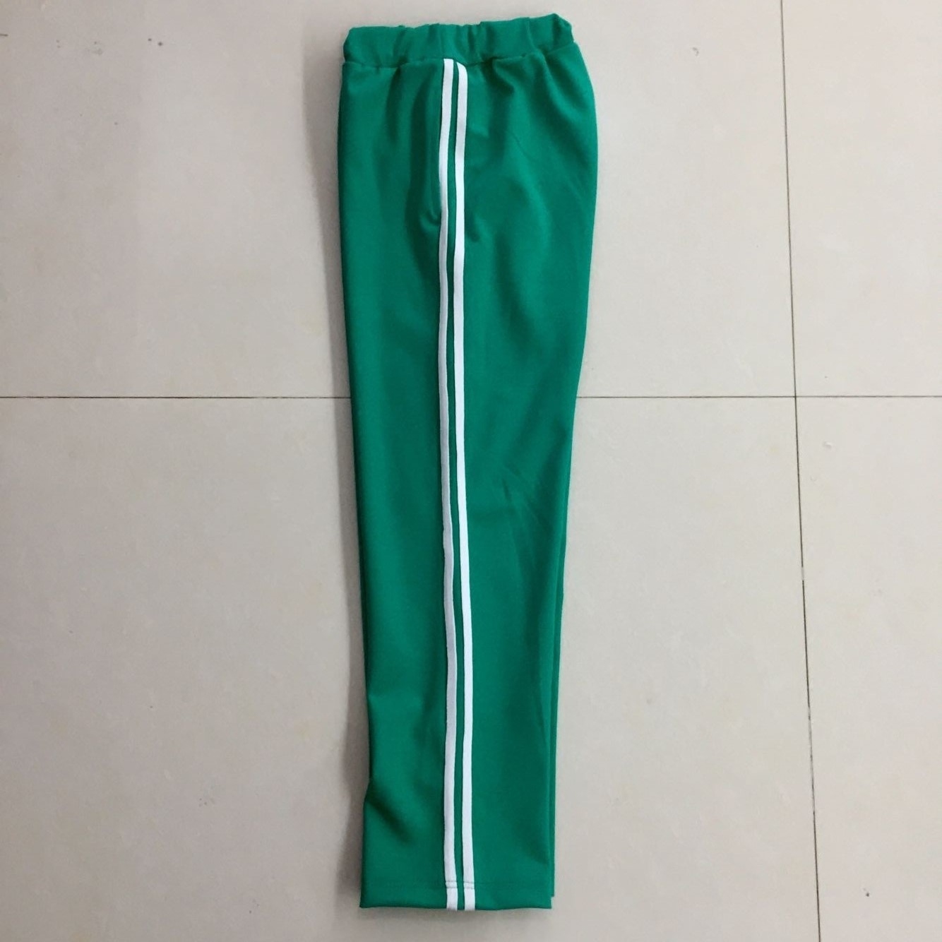 校服春秋中小学裤子绿色二道道白杠班棉质舒适校服