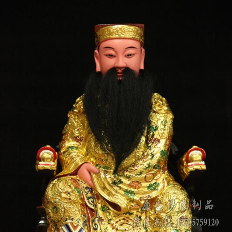 神像保生大帝香樟木雕按金供奉神医大道公吴摆件