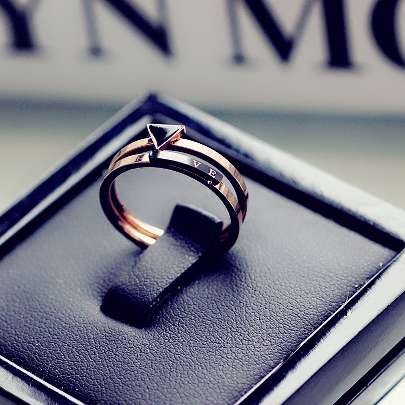 三角形二合一戒指女学生极细关节简约潮人日韩版食指戒指