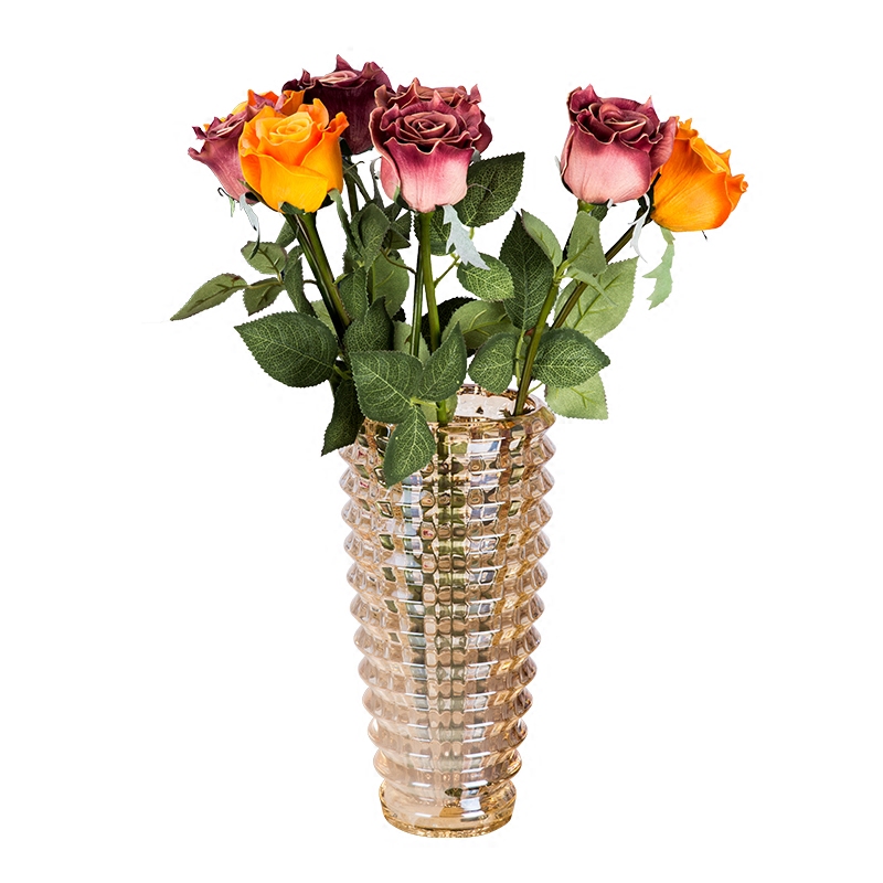 欧式大号金色花瓶客厅玻璃摆件花卉插花水培花瓶