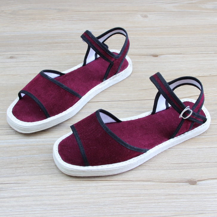 凉鞋包邮老北京布鞋女士千层底布紫红中老年妈妈夏季时装凉鞋