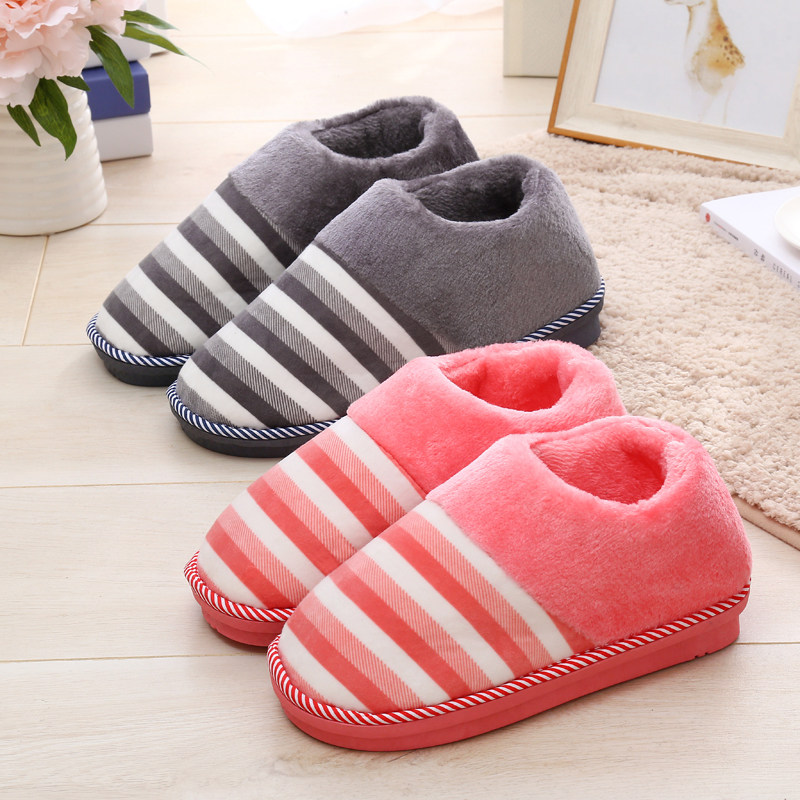 绒面老年睡鞋棉拖鞋月子鞋包后跟女款雪地老公家庭装月子男人