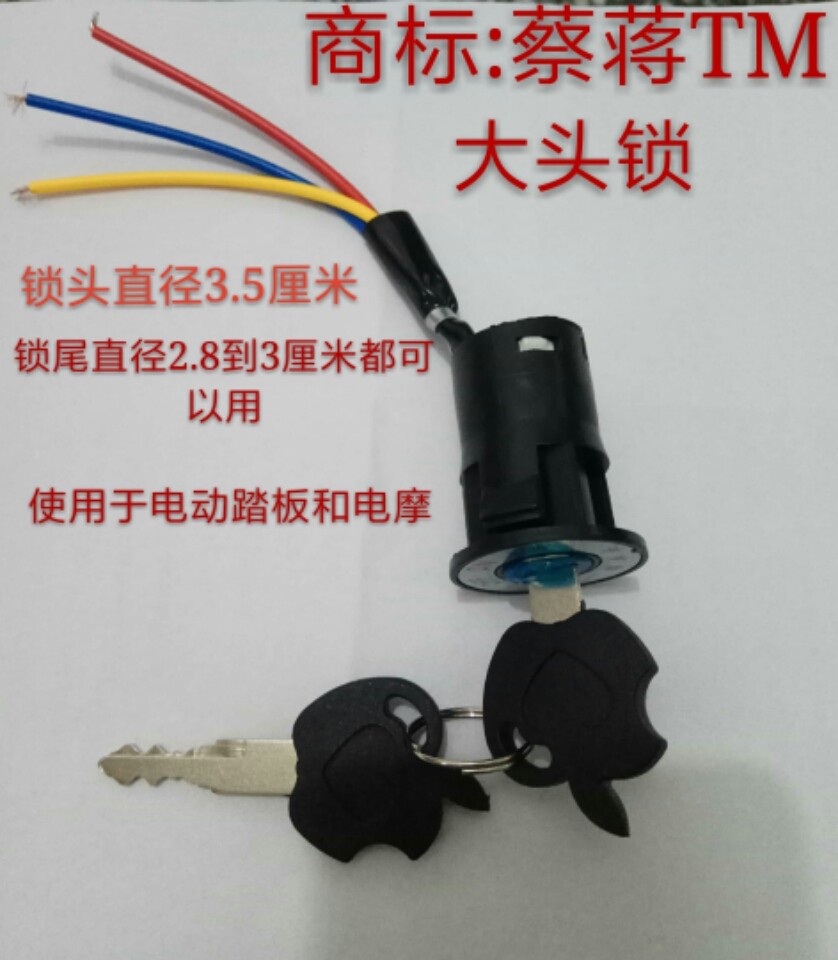 电动车电源电瓶车电门门锁电动三轮三轮车车锁大头电动车锁