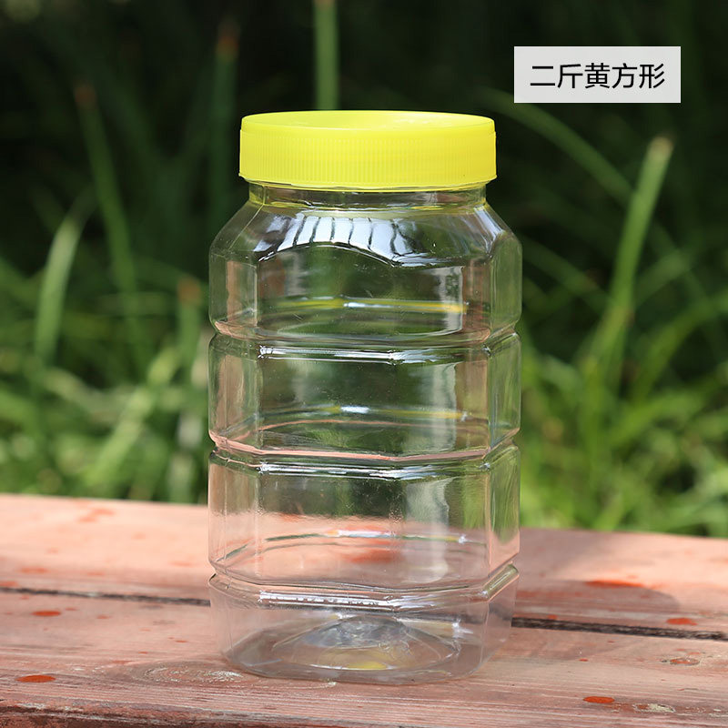 2斤装塑料蜂蜜瓶1000g加厚带内盖圆形方瓶透明pet食品密封罐包邮