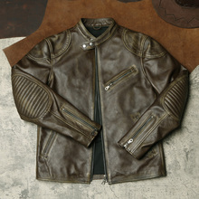 Venom handmade worn-out cowhide leather jacket