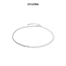 STANDii Asymmetric Zircon Pearl Necklace