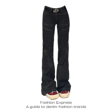 American vibe black low waisted micro flared jeans for children