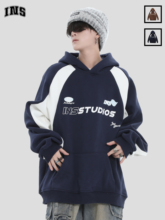 INSstudios contrasting raglan sleeves racing hoodie