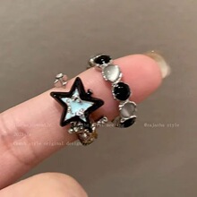 Cat's Eye Stone Star Ring for Women's Ins Small Design Sense Adjustable Opening Index Finger Ring Personalized Versatile Ring