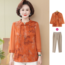 Spring/Summer Chiffon Shirt Mom's New Chinese Ethnic and National Style