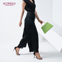 SCOFIELD women's 2020 autumn new simple waist elegant accordion pleated wide-leg pants SFTCA3706Q