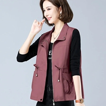 Large pocket short vest clearance Korean version zippered stand up collar